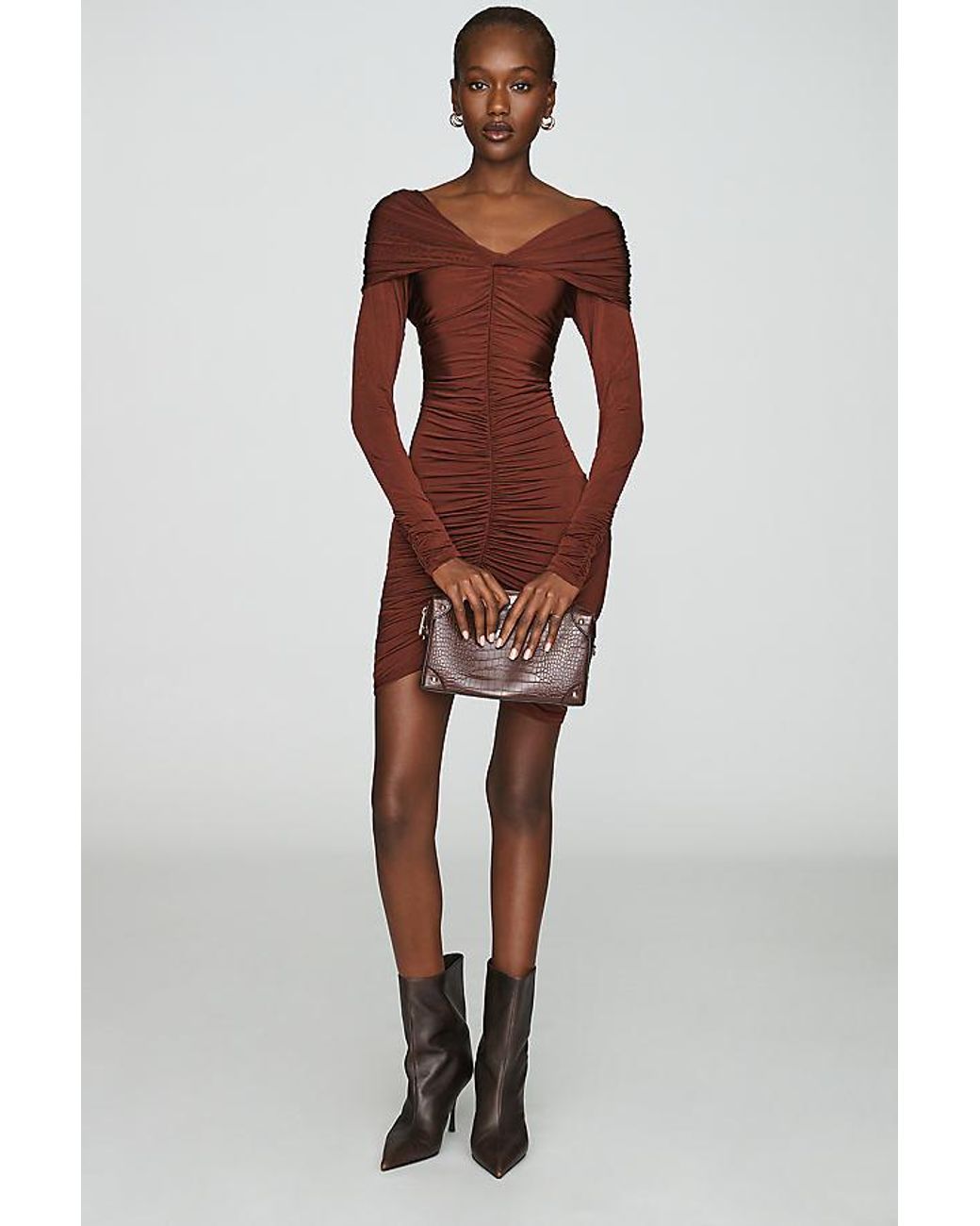 Maeve Red Ruched Mini Dress