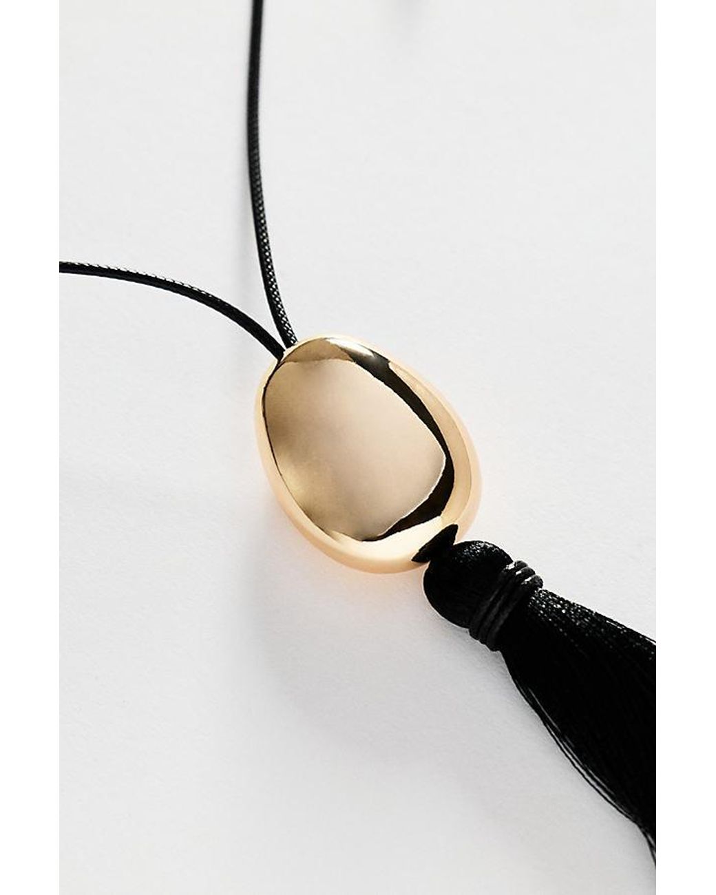 By Anthropologie Black Tassel Pendant Necklace