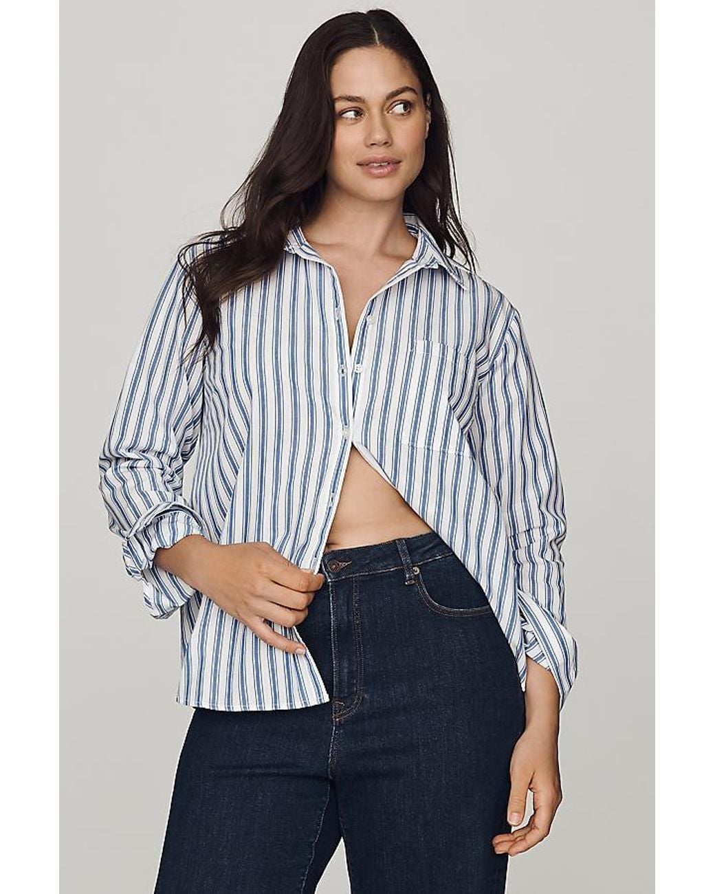 Maeve Gray Kate 100% Cotton Classic Buttondown Shirt