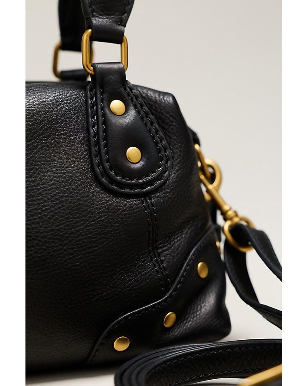 By Anthropologie Black Arina Leather Mini Satchel Bag