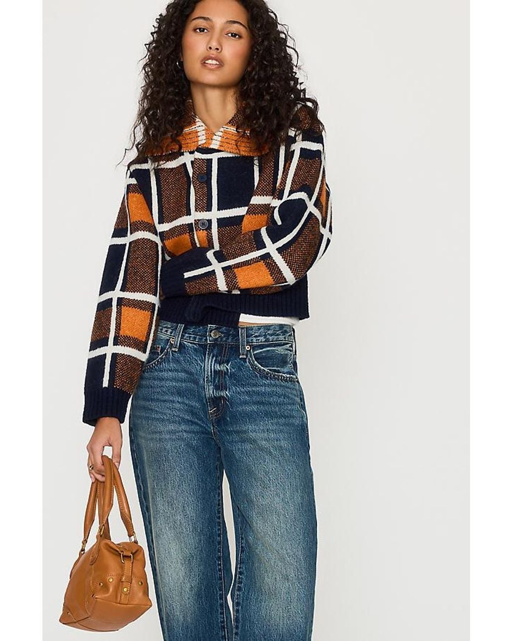 ALIGNE Blue Carmen Check Wrap Cardigan