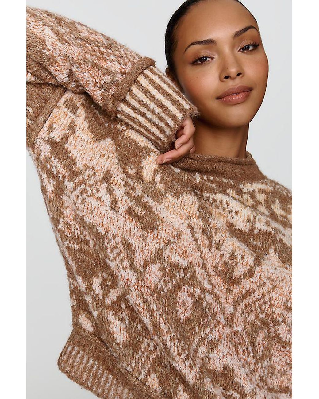 Pilcro Gray Relaxed Roll-Neck Jumper