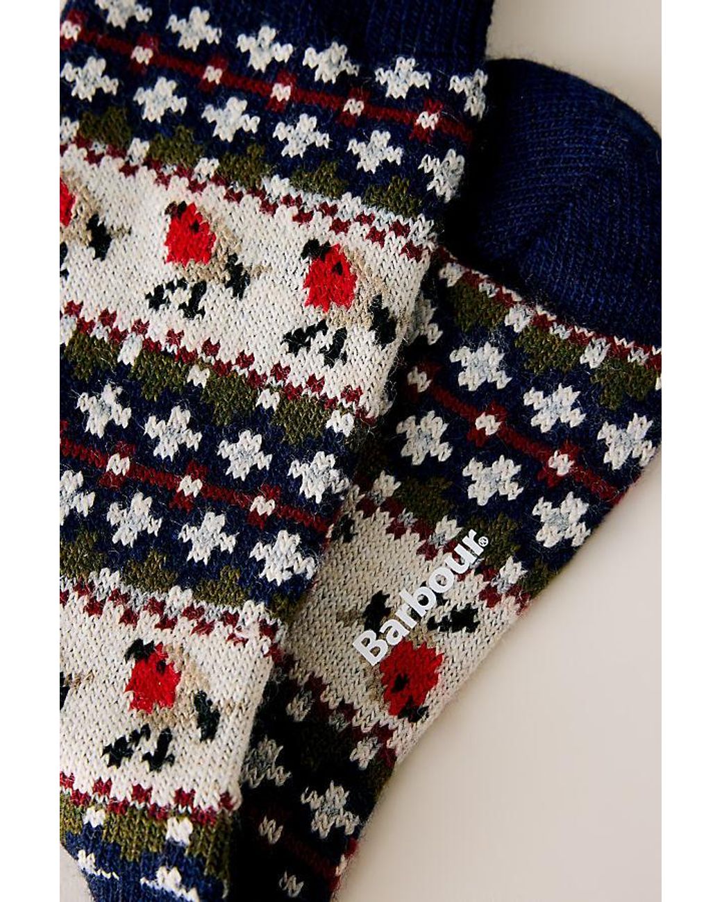 Barbour Black Robin Fair Isle Wool-Blend Socks