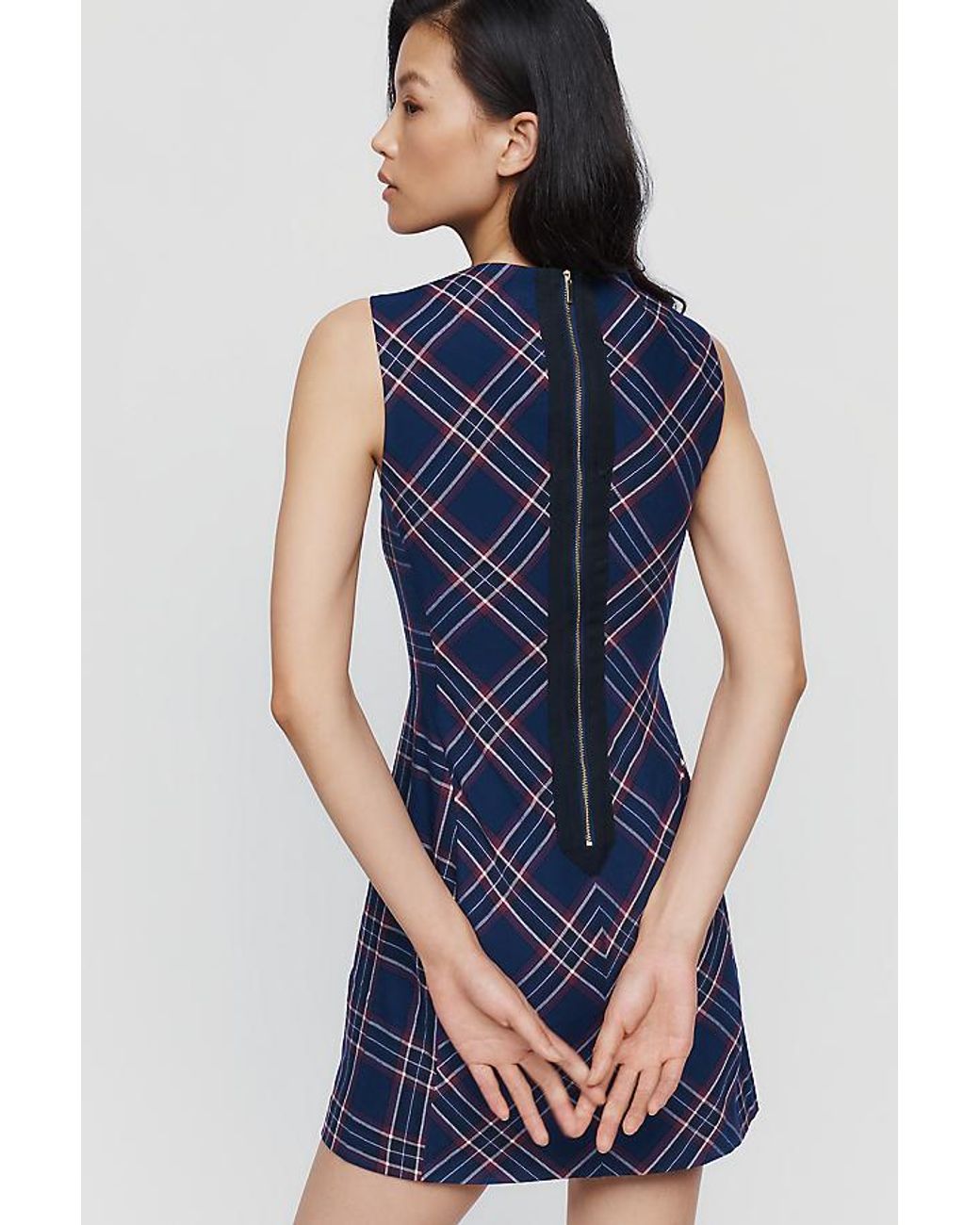 Maeve Blue Square-Neck Mini Dress