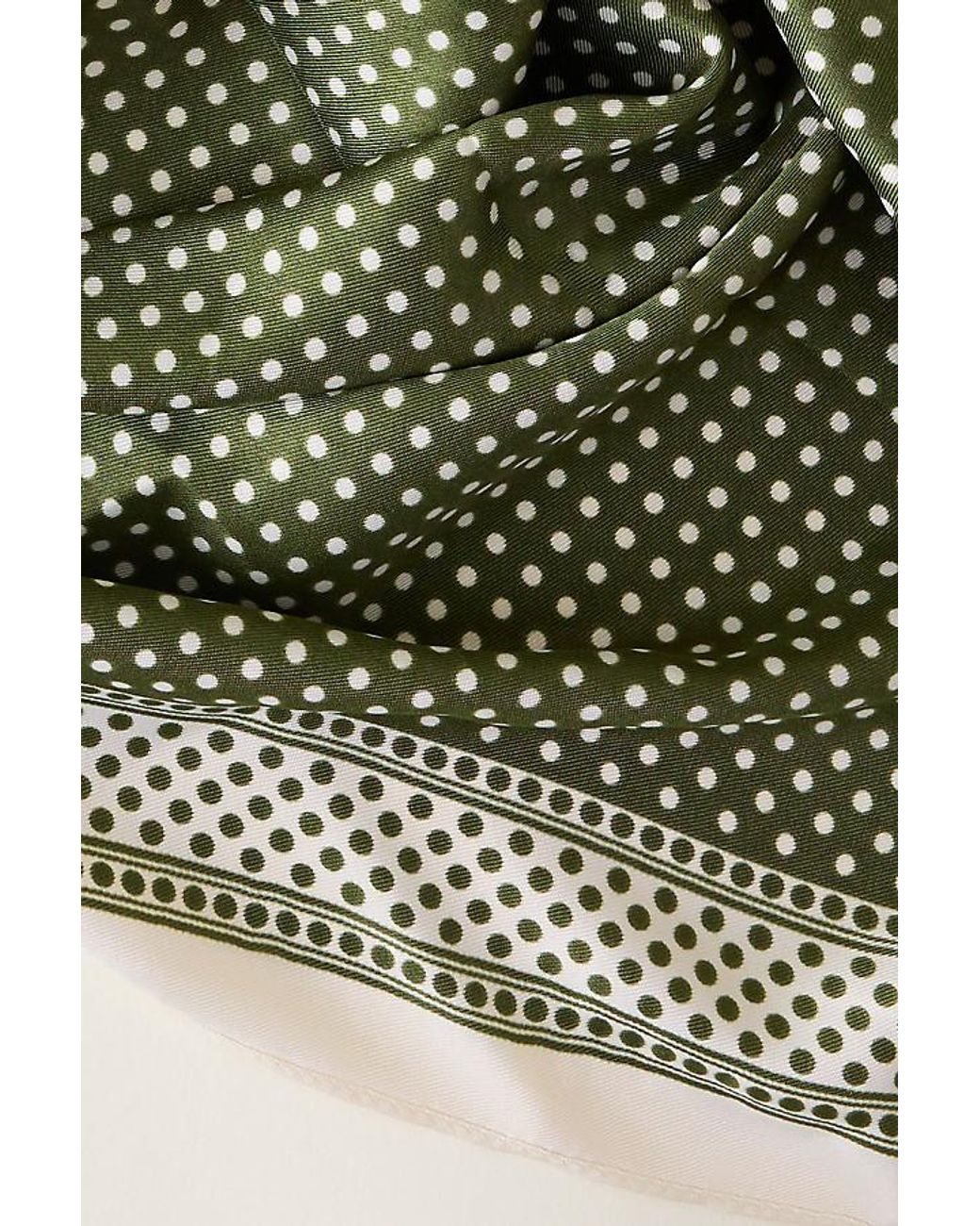 By Anthropologie Green Polka Dot Triangle Headscarf
