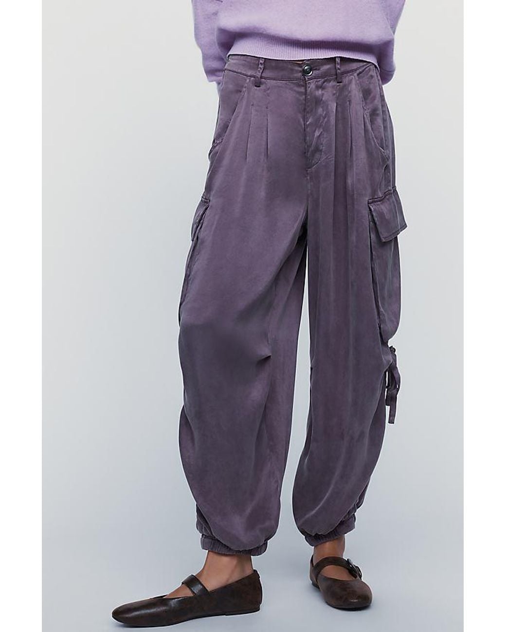 Pilcro Purple Cleo Mid-Rise Balloon Cargo Pants