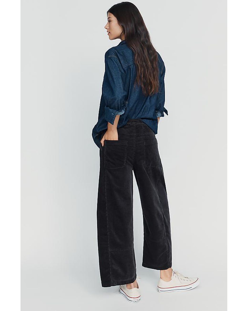 Pilcro Blue The Izzie Relaxed Pull-On Barrel Trousers By Corduroy Edition