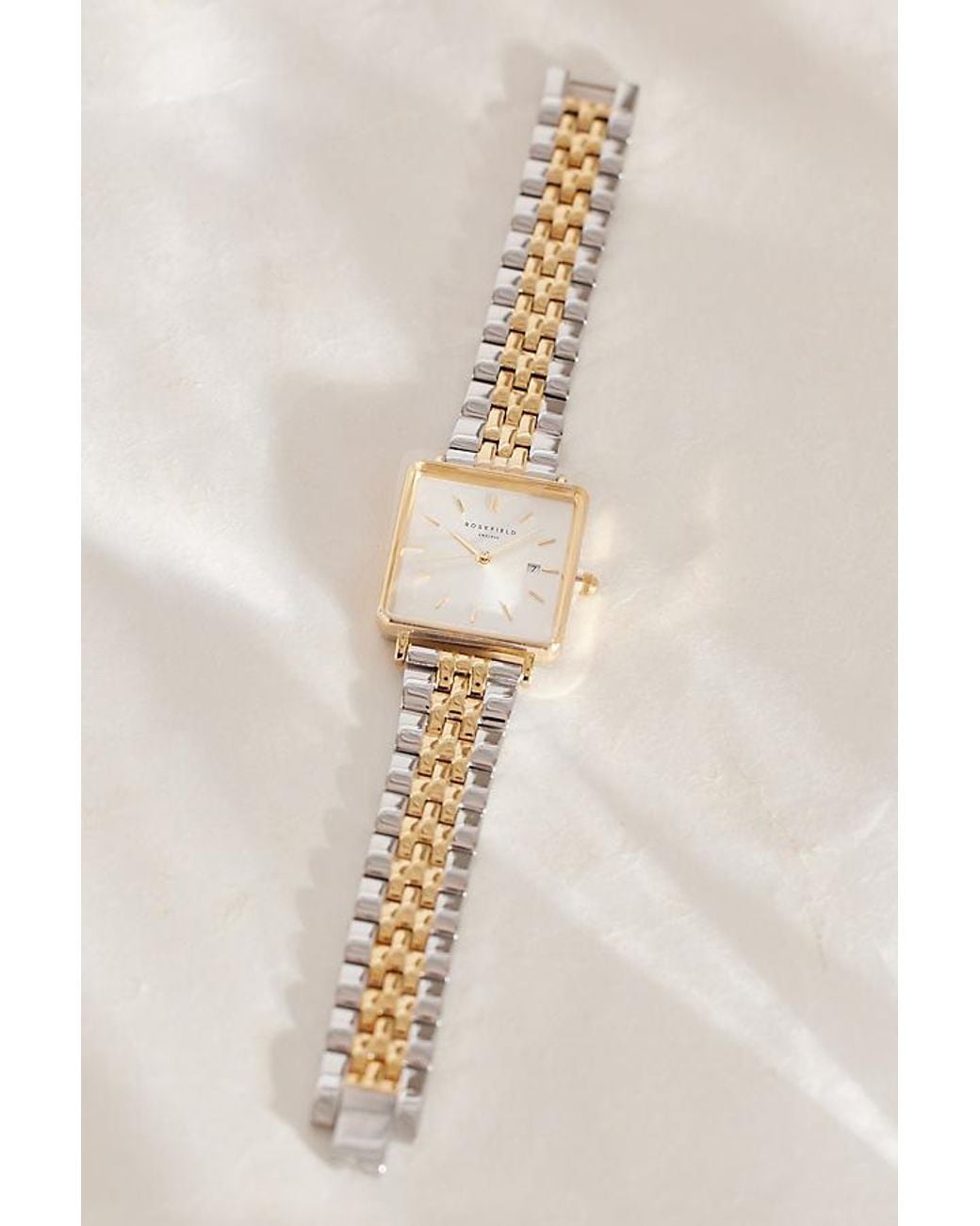 ROSEFIELD Natural Rosefield Box Gold-plated Stainless Steel Multi-link Wrist Watch
