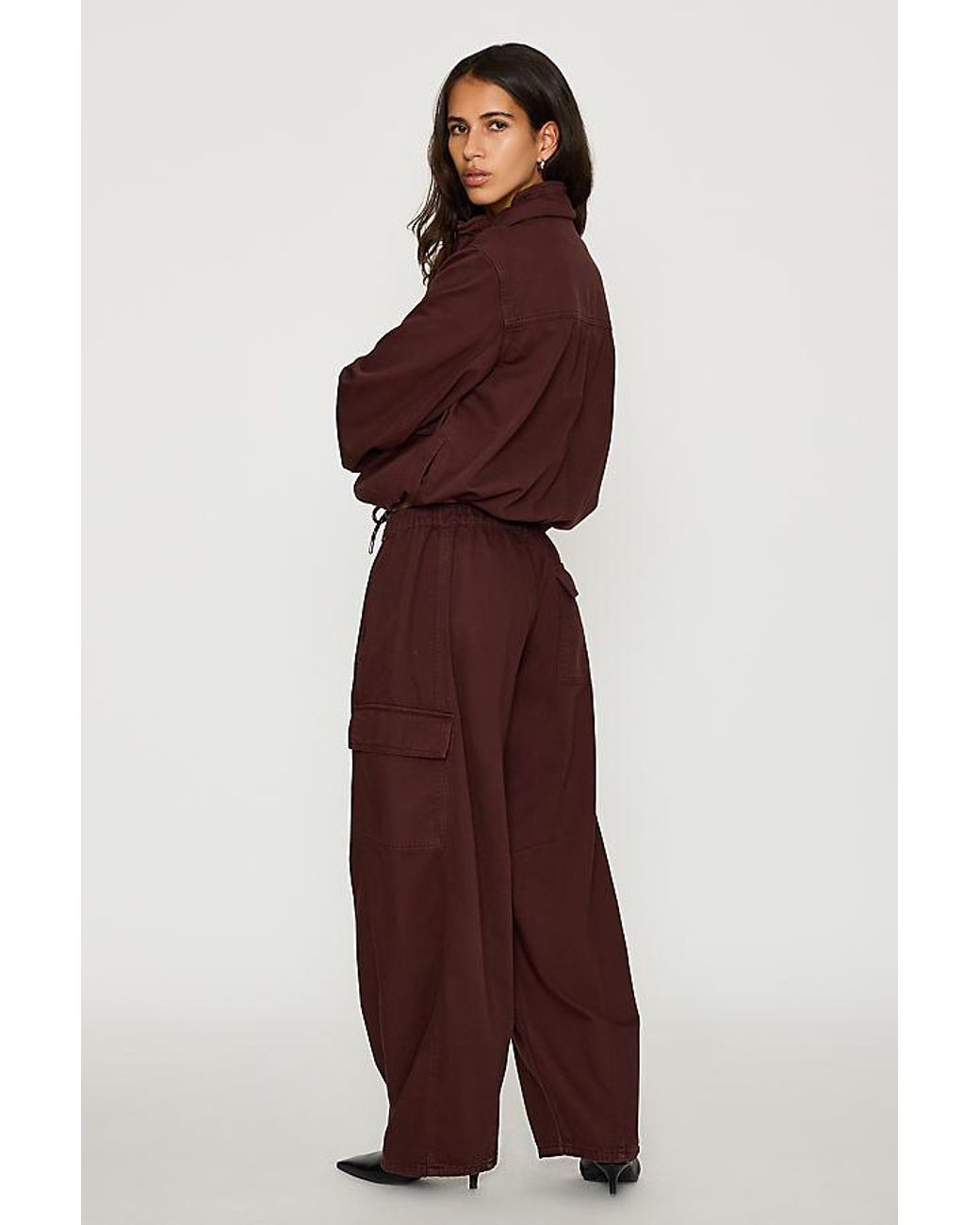 By Anthropologie Purple Frankie Barrel Leg Cargo Trousers