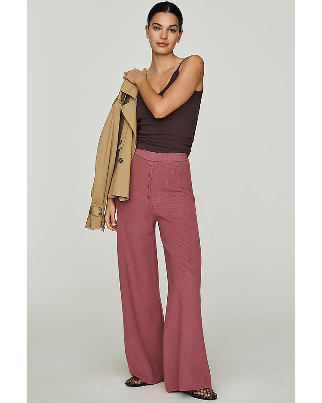 Daily Practice White Knit Wide-Leg Trousers