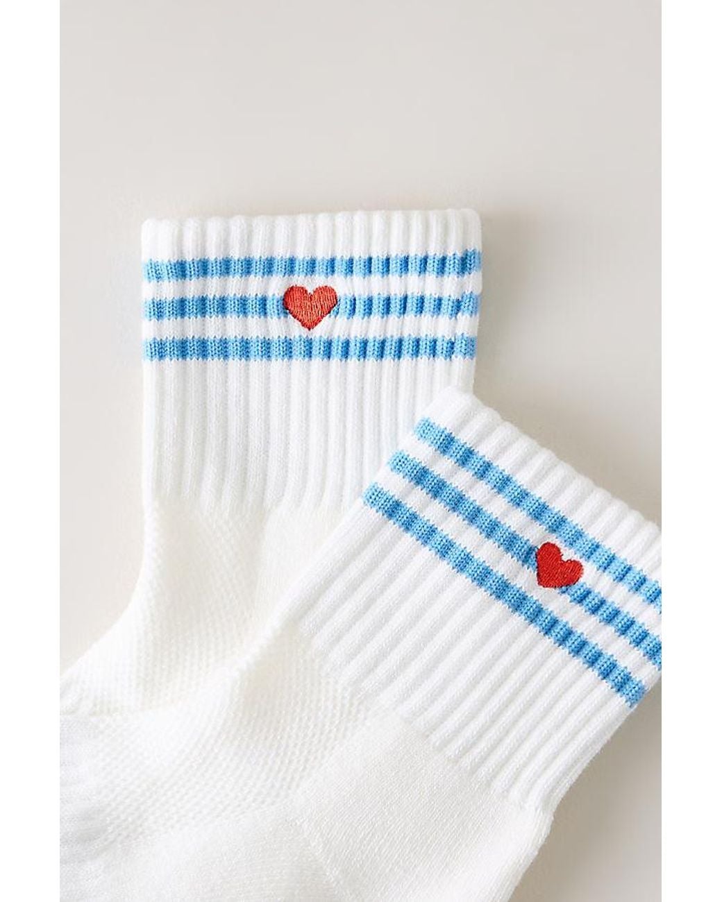 LE BON SHOPPE Blue Heart Stripe Socks