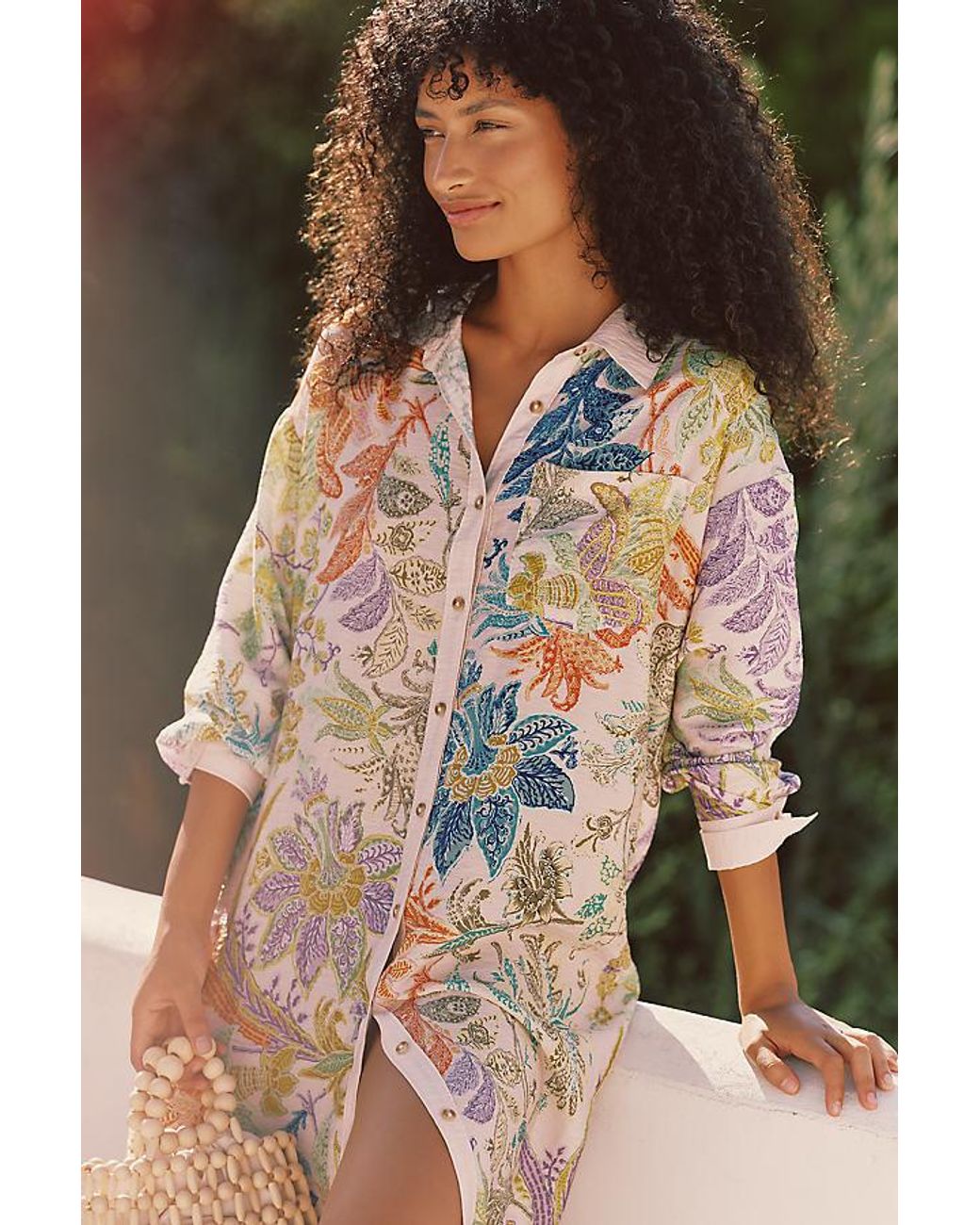 Celandine Brown Sheer Longline Buttondown Shirt