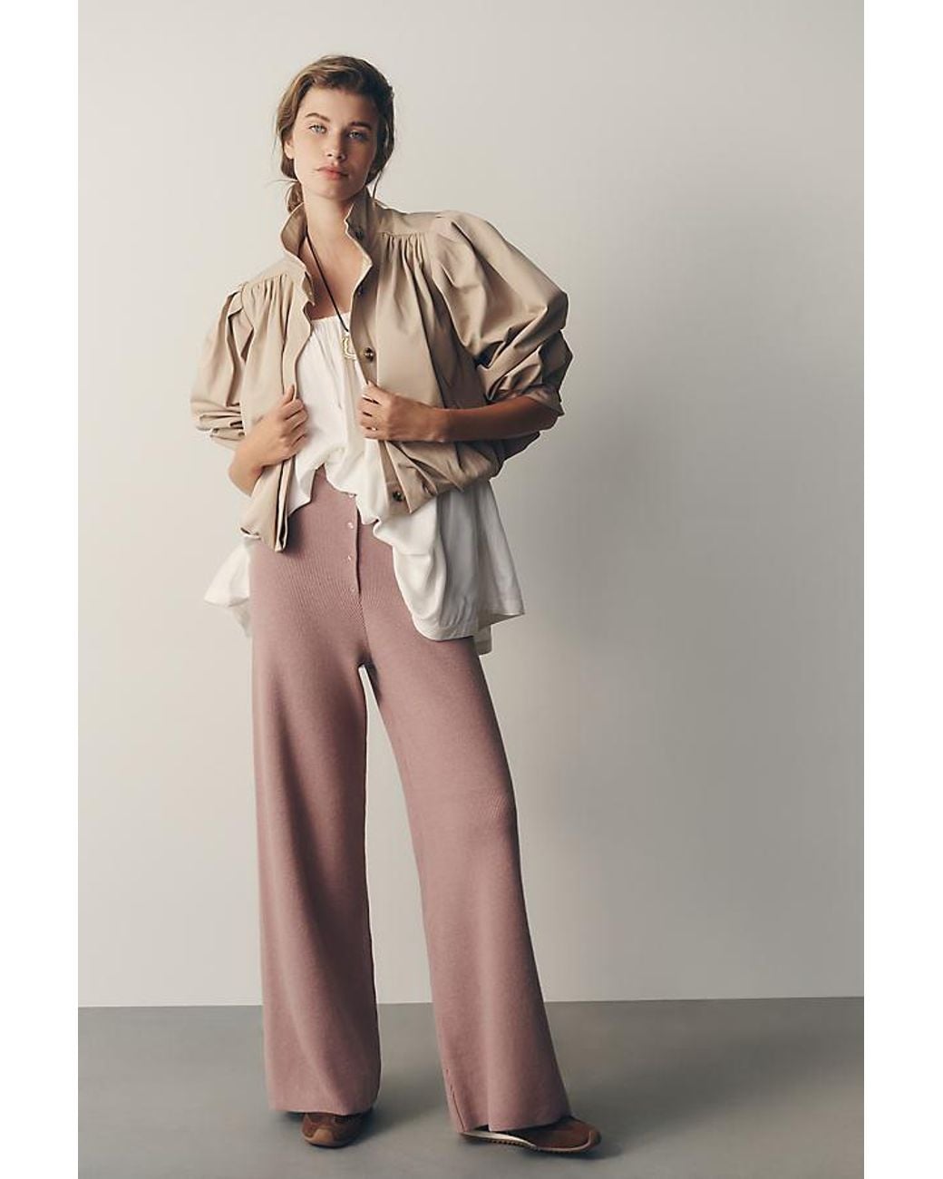Daily Practice Natural Knit Wide-Leg Trousers
