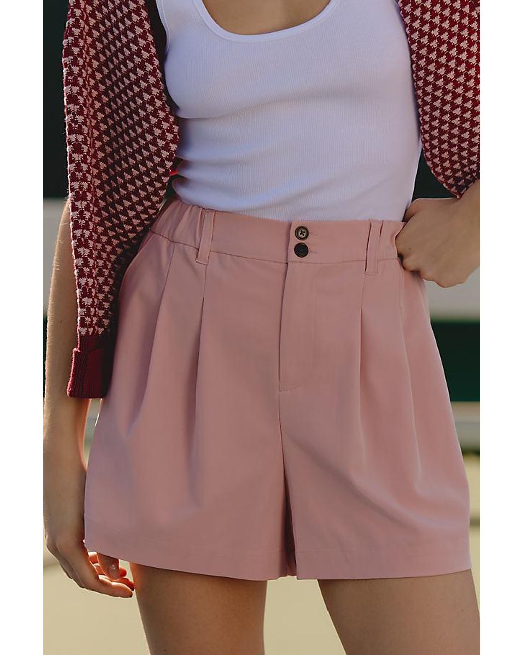 Varley Pink Tansy Woven Shorts