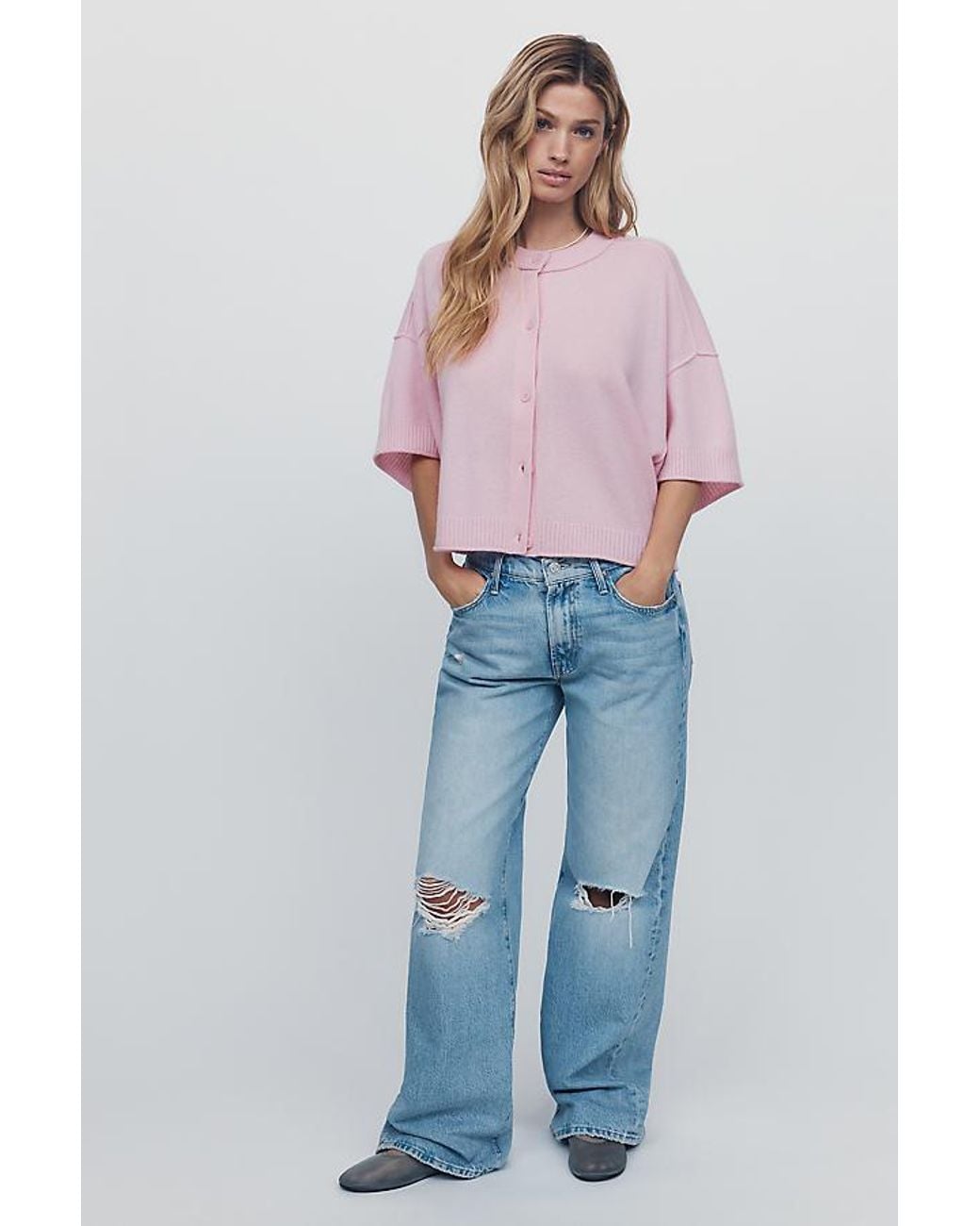By Anthropologie Pink The Goldie Crew-Neck Cashmere Jumper: Cardigan Edition