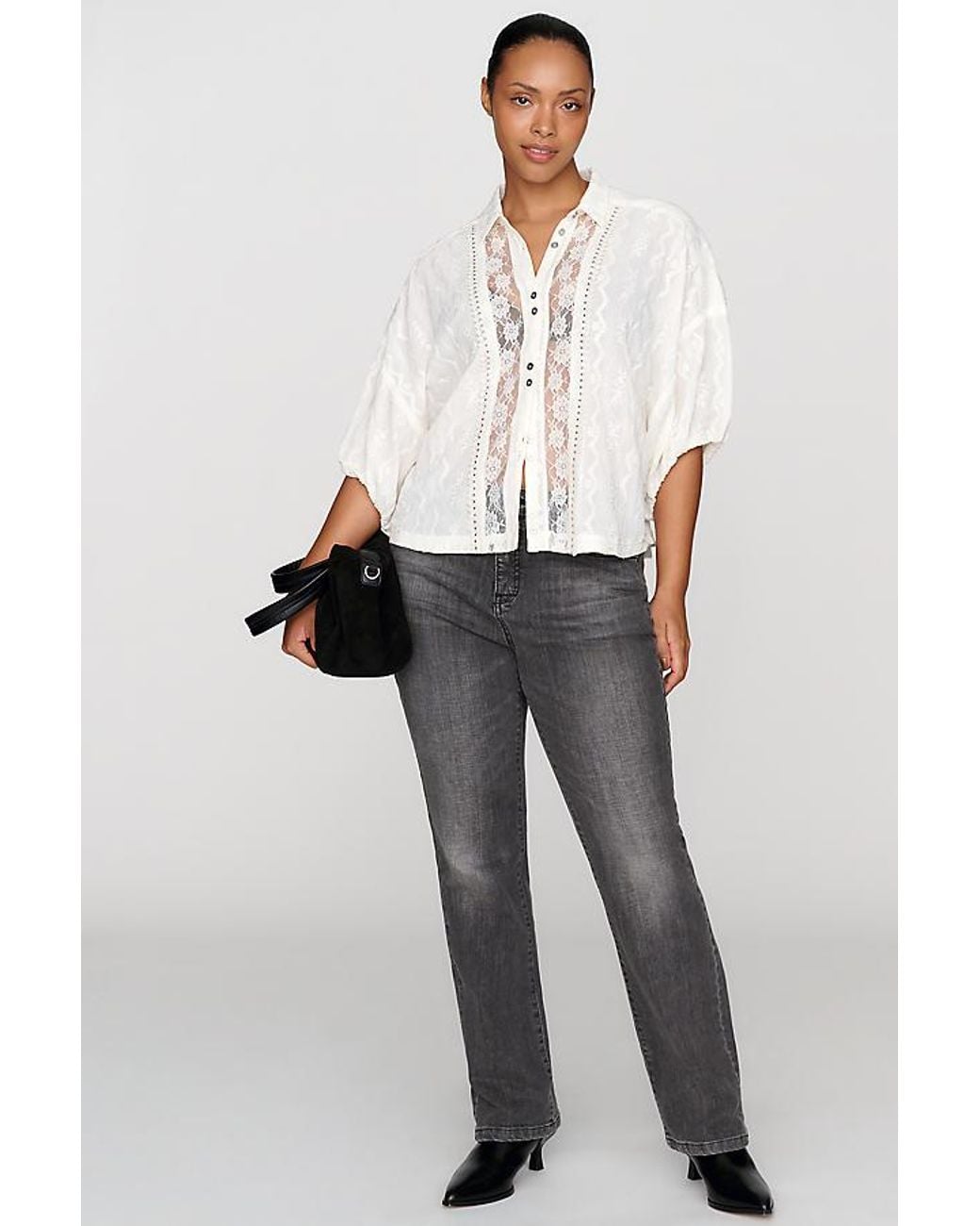 Pilcro White Quincy Lace Embroidered Blouse By