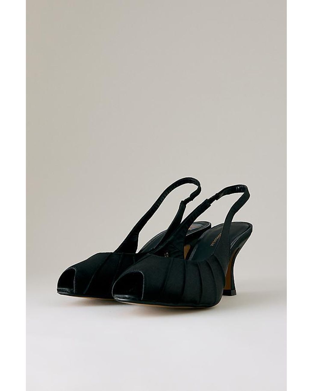 By Anthropologie Black Satin Ruched Peep-Toe Heels