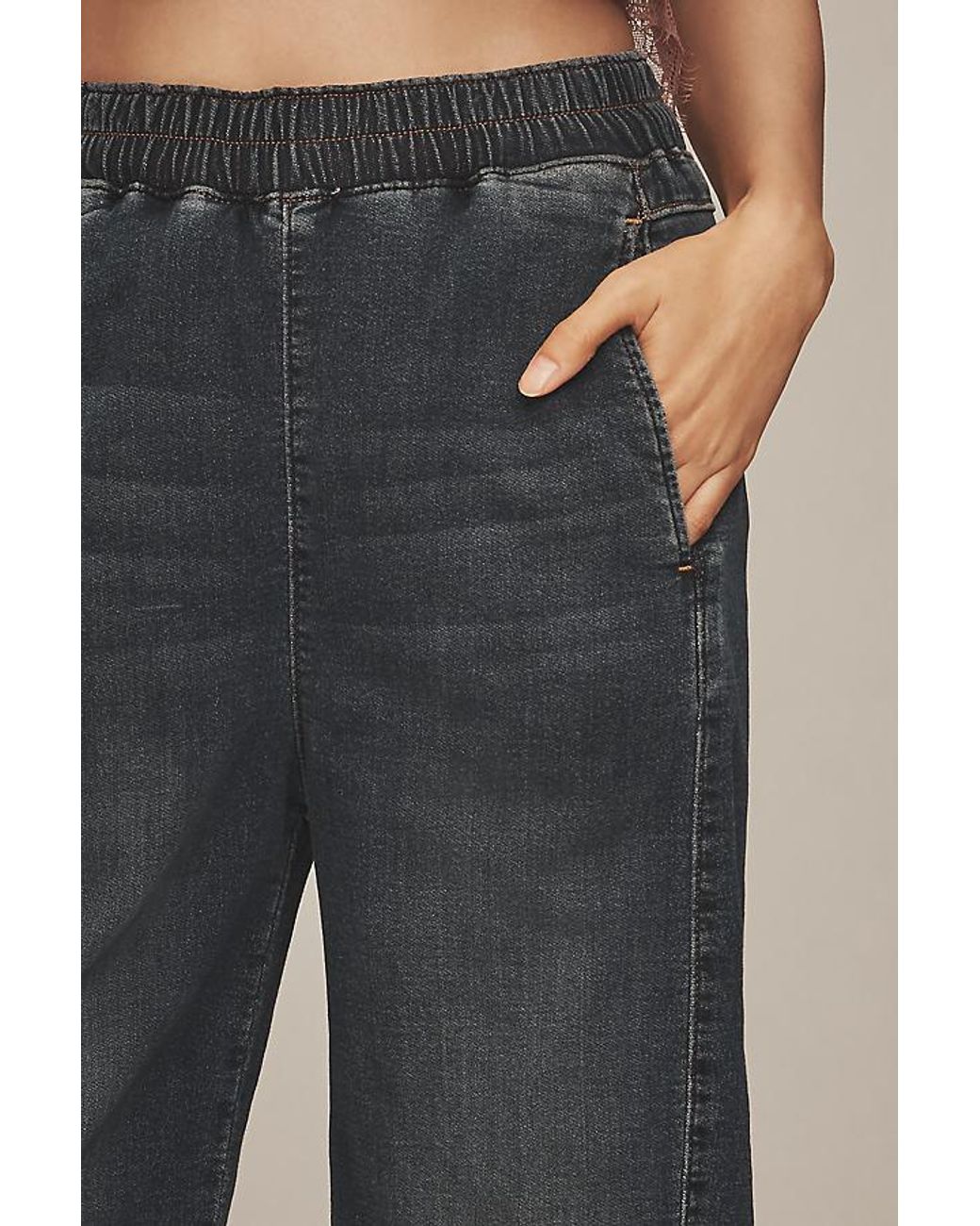 Pilcro Blue The Izzie Knit Pull-On Barrel Jeans By