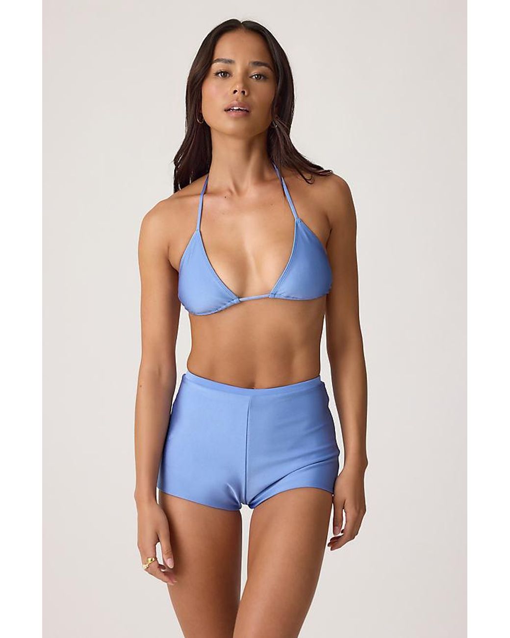 Faithfull The Brand Blue Sete Triangle Bikini Top