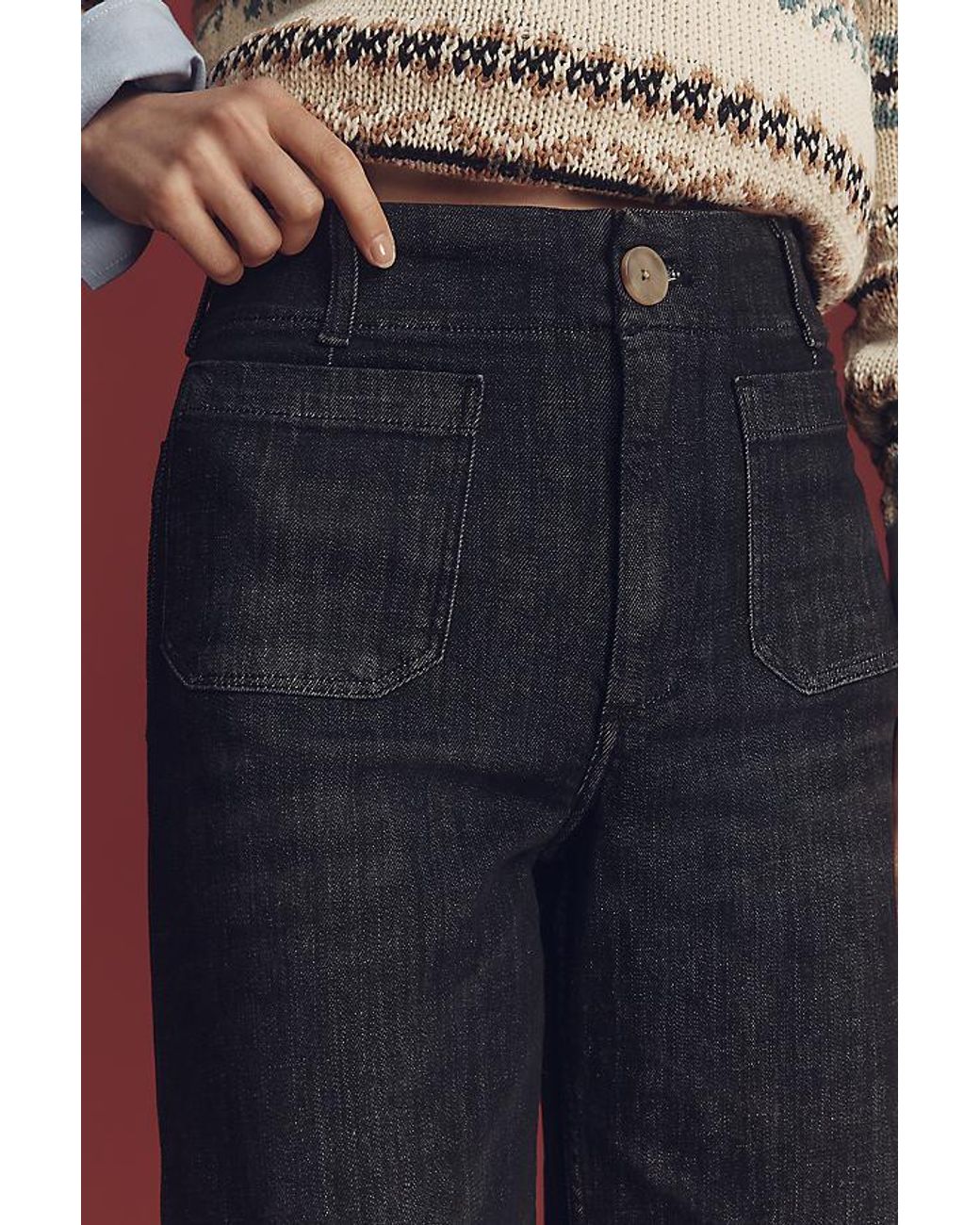 Maeve Red The Colette Full-Length High-Rise Wide-Leg Jeans By
