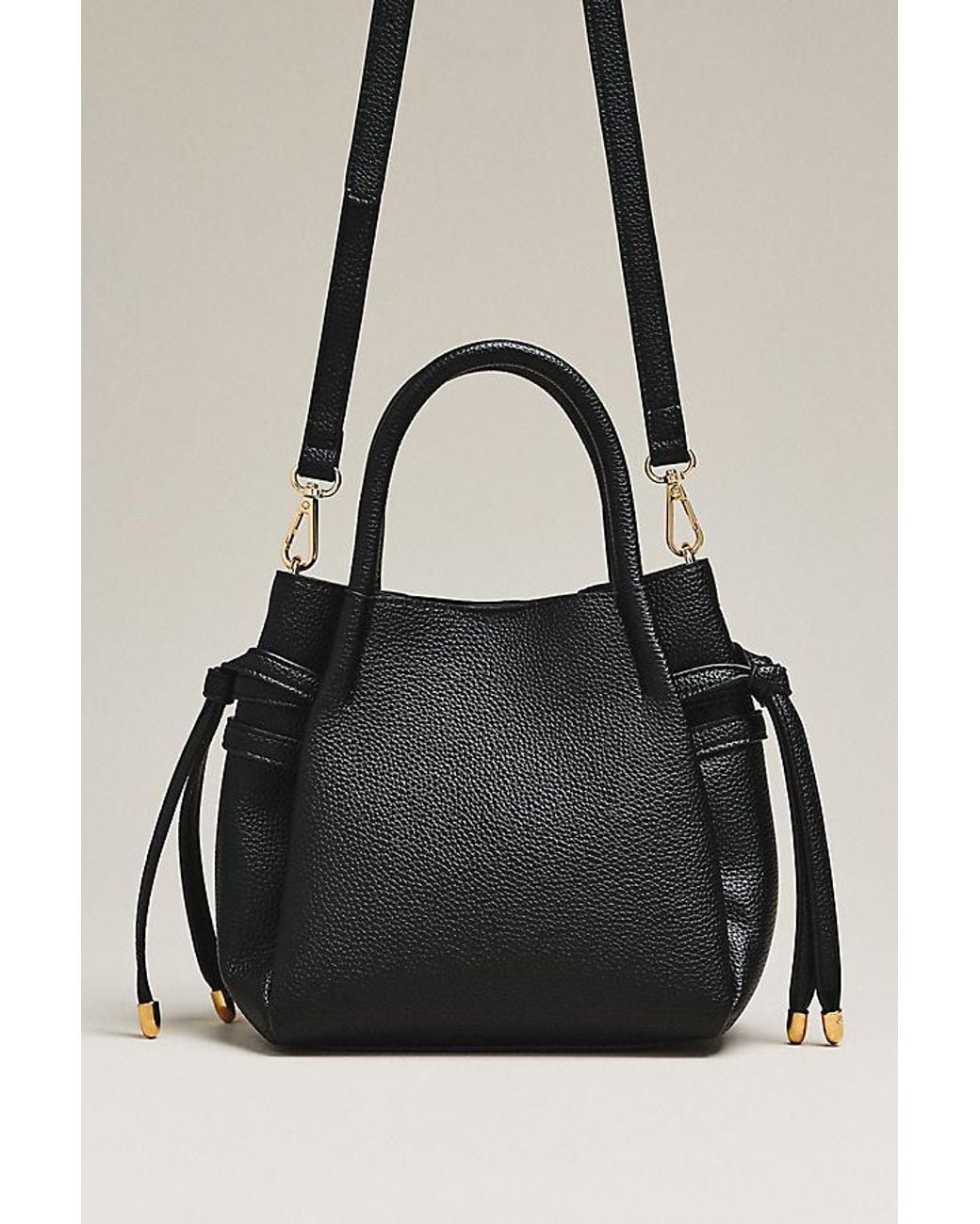 Maeve Black Faux-Leather Mini Tulip Satchel