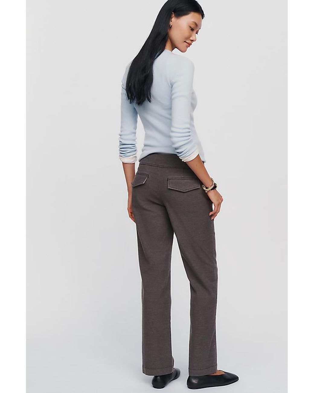By Anthropologie Gray Brushed Cotton-Blend Slim Trousers