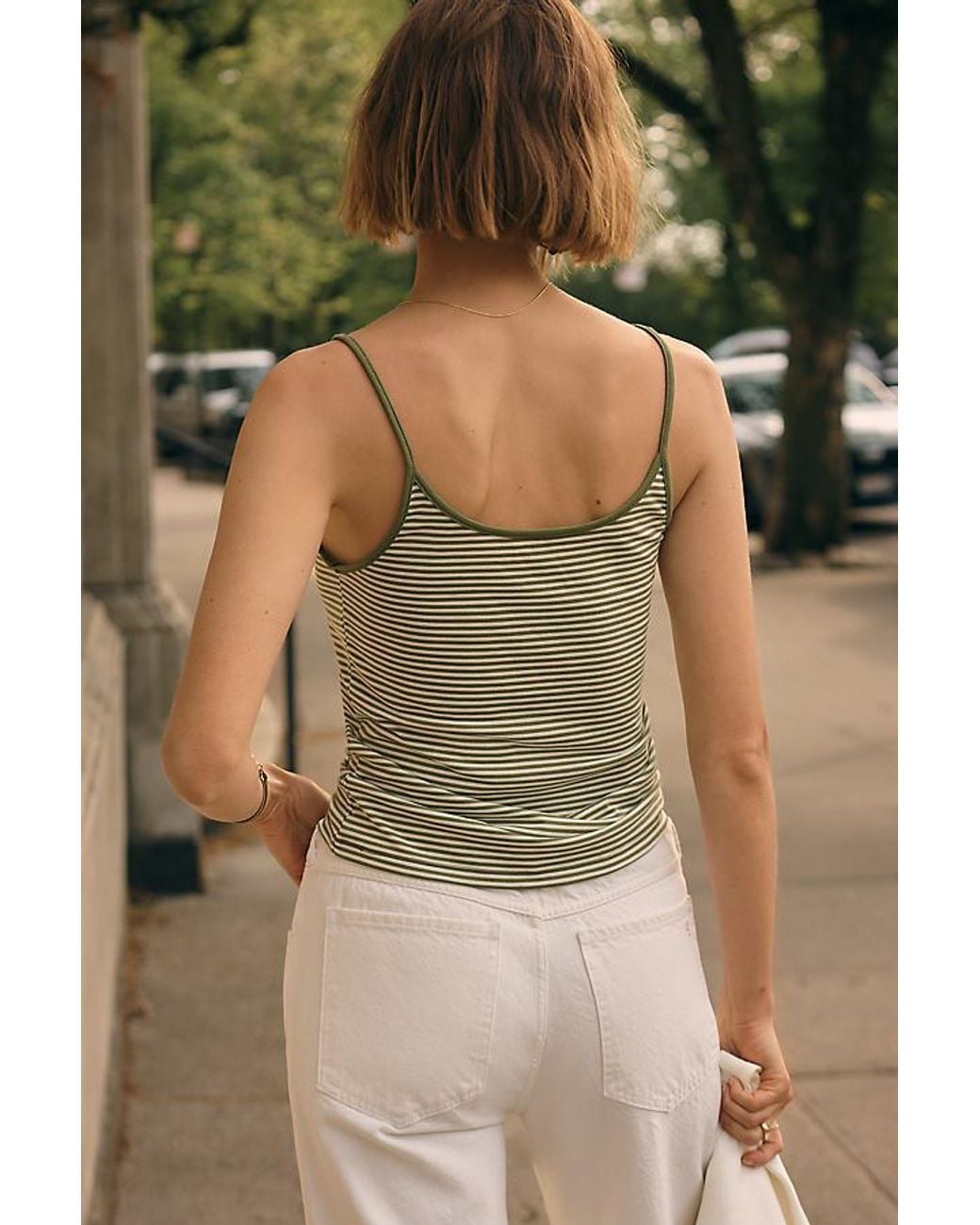 By Anthropologie Green Surrey '90S Strappy Scoop Tank Top