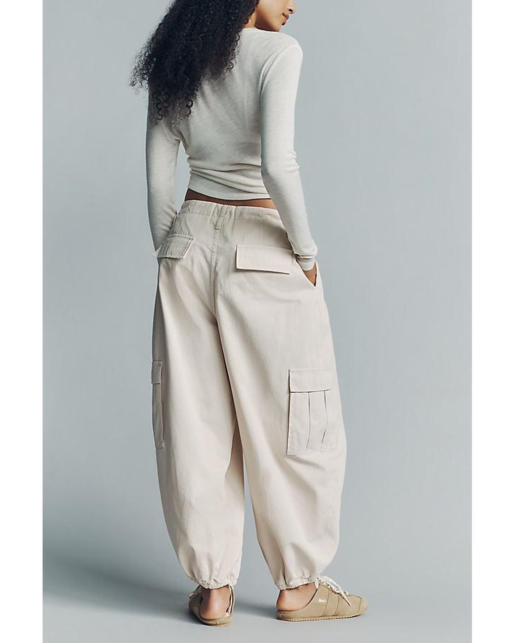 By Anthropologie Gray 100% Cotton Parachute Cargo Pants