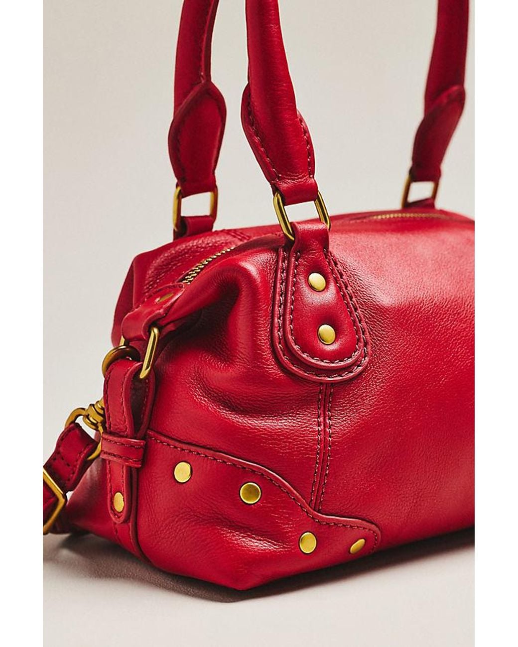 By Anthropologie Red Arina Leather Mini Satchel Bag