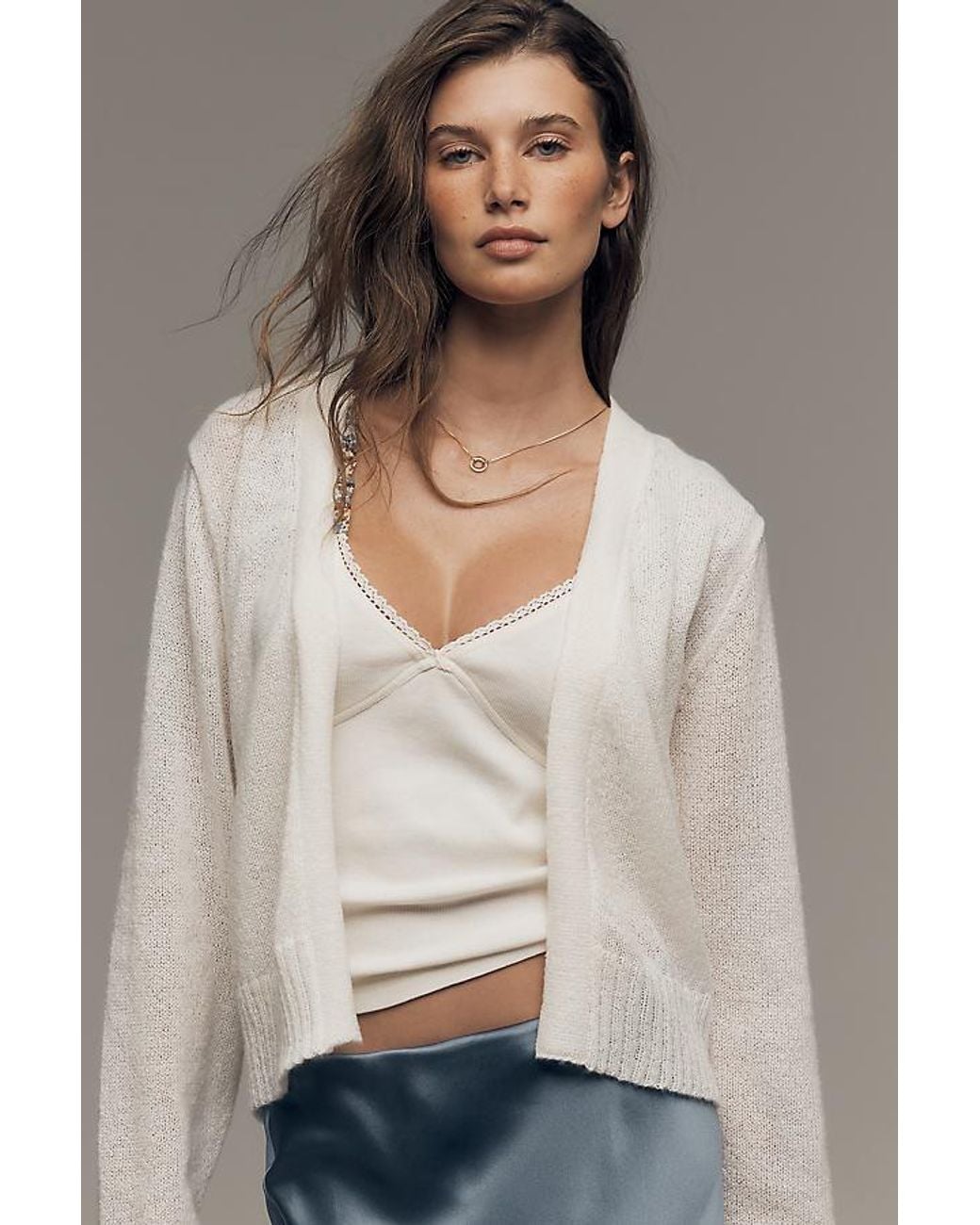 By Anthropologie Gray Lightweight Open Cardigan