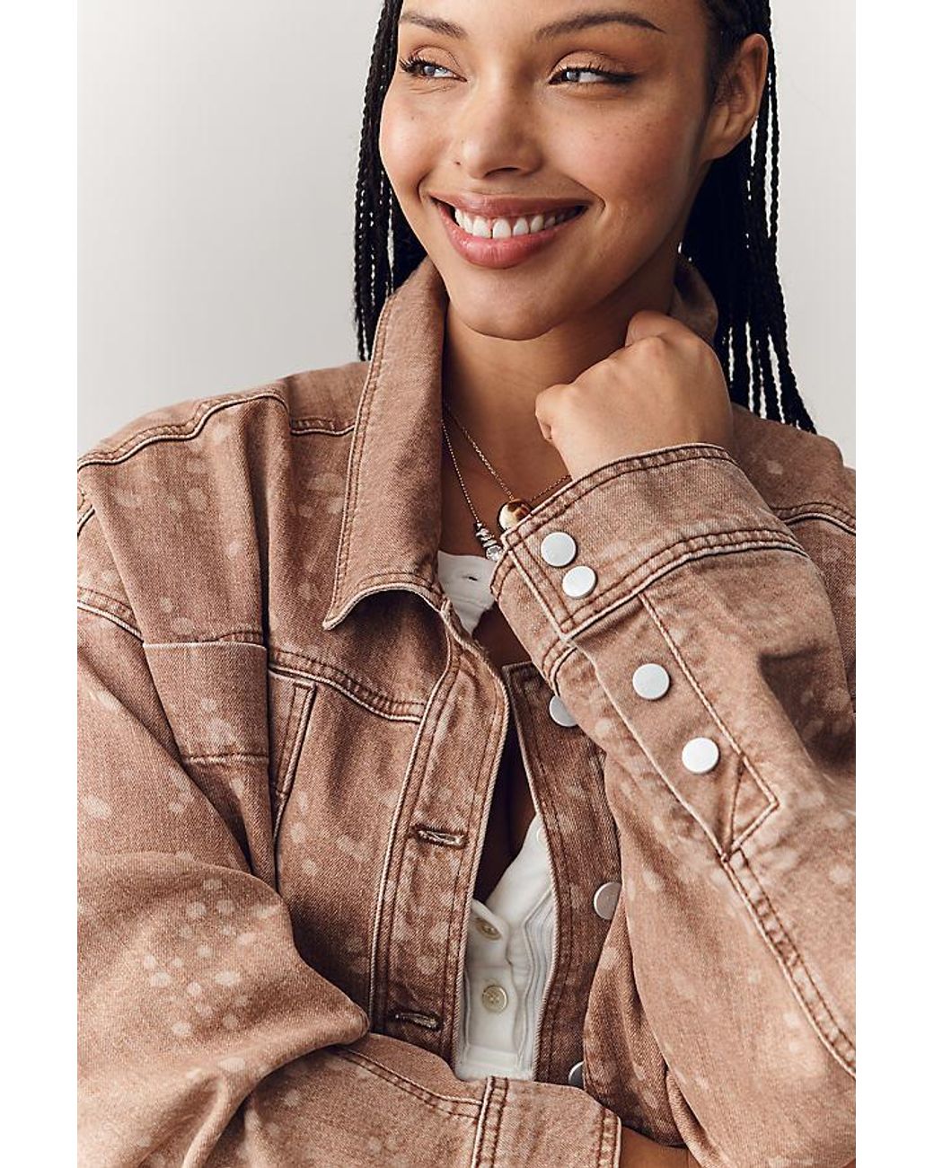 Pilcro Brown Deer Print Denim Jacket