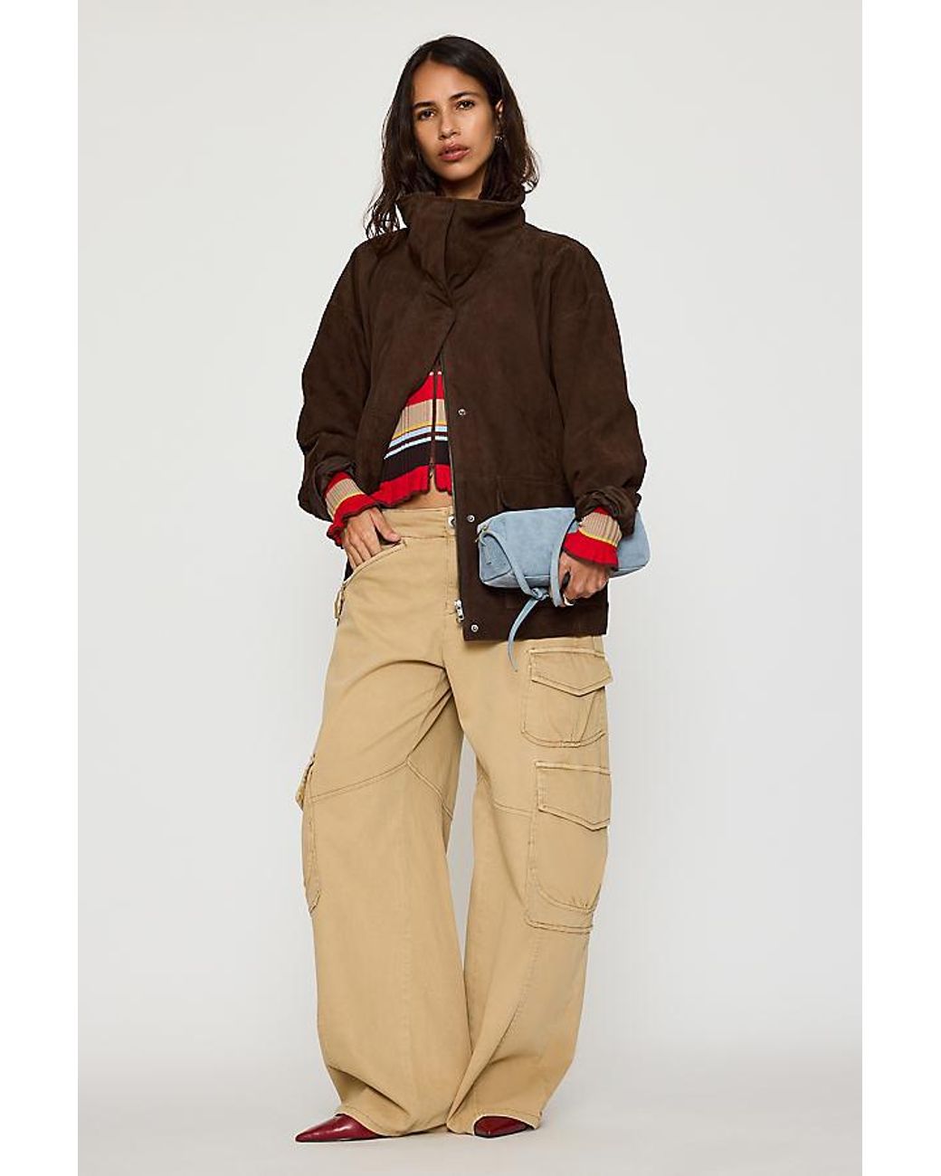 By Anthropologie Brown Suede Funnel-Neck Jacket