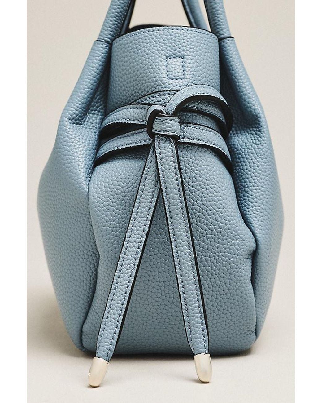Maeve Blue Faux-Leather Mini Tulip Satchel