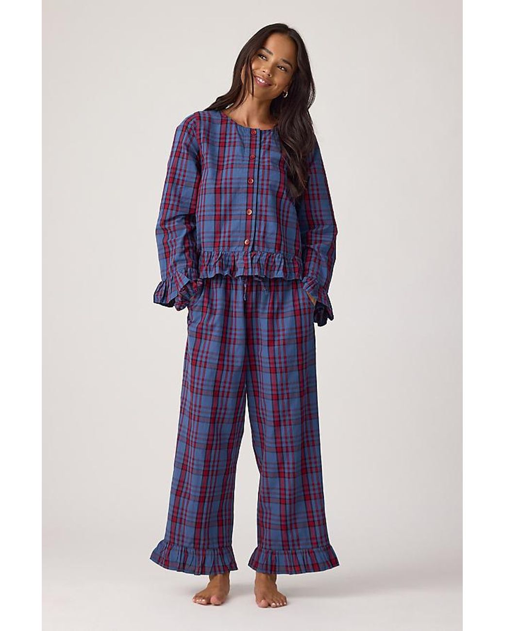 TBCo Blue Plaid 100% Cotton Long Pyjama Set