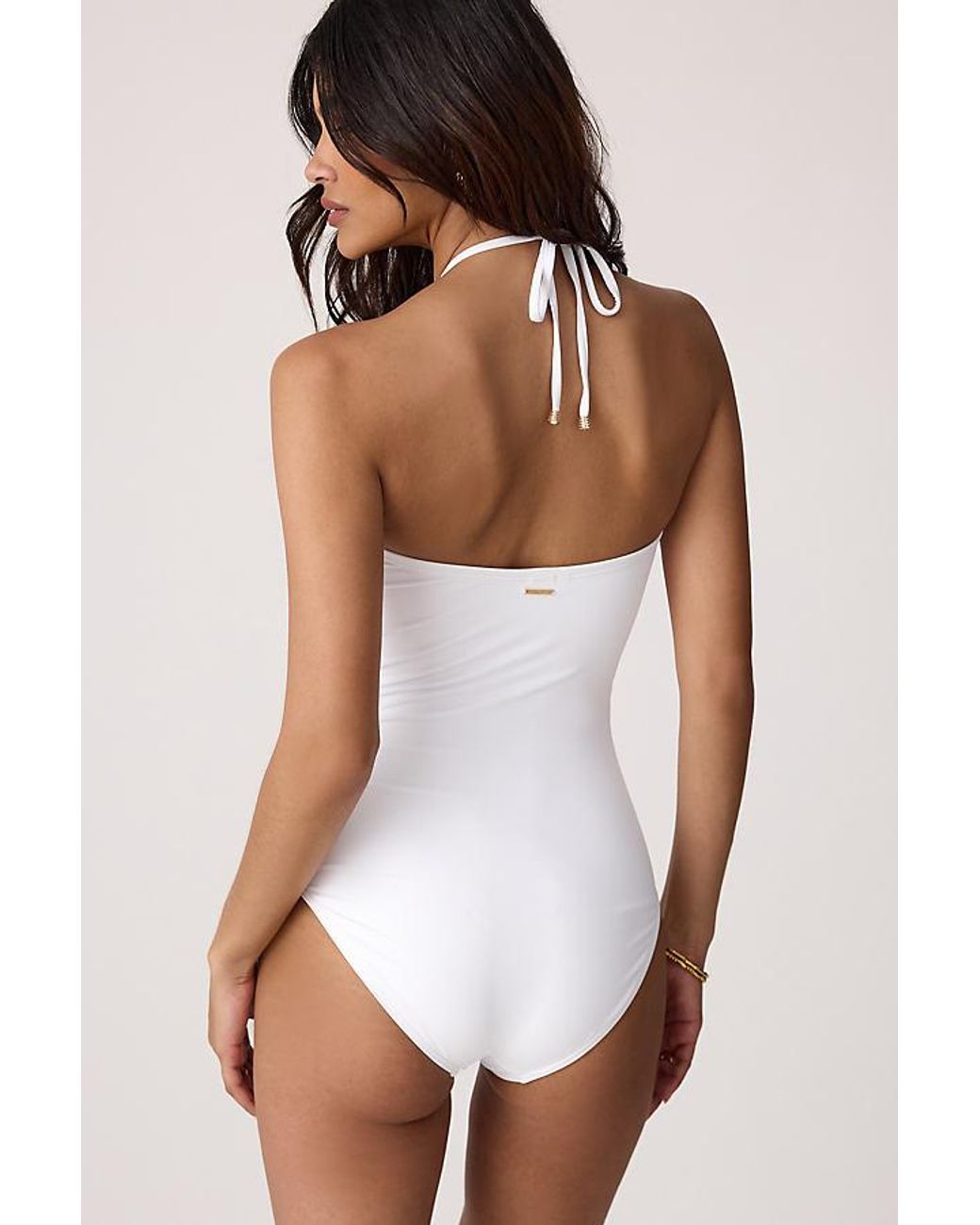 Sea Level White De Luxe U-Bar Halter One-Piece Swimsuit