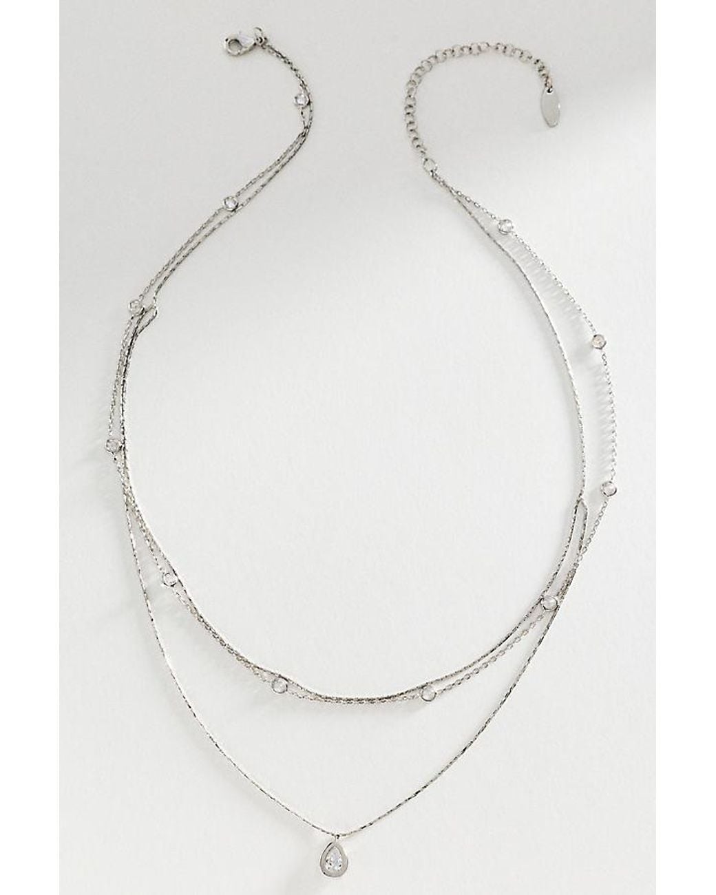 By Anthropologie White Delicate Layered Crystal Necklace