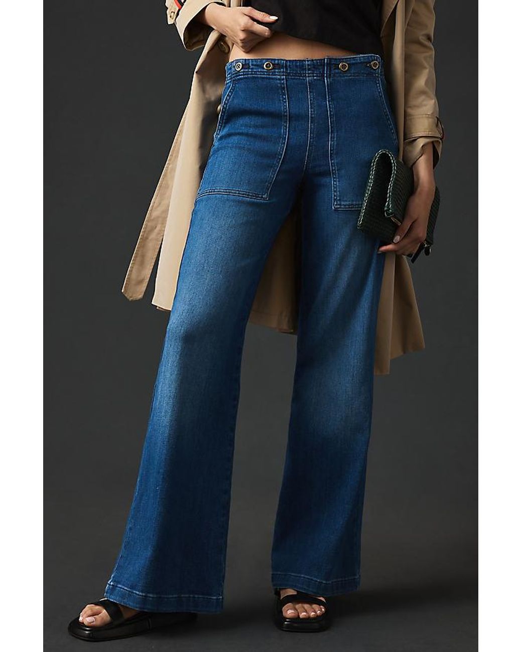 Pilcro Blue The Kit High-Rise Wide-Leg Utility Trouser Jeans By