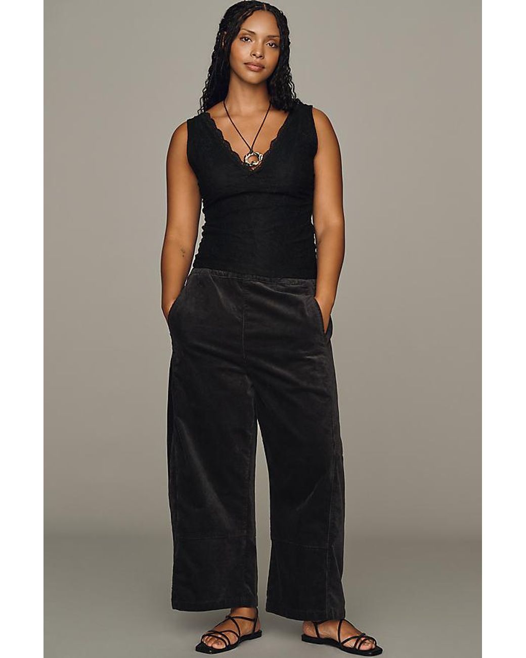 Pilcro Blue The Izzie Relaxed Pull-On Barrel Trousers By Corduroy Edition