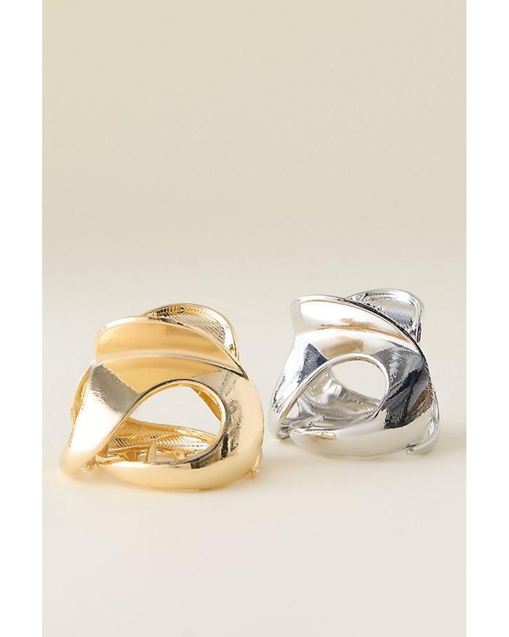 Anthropologie Natural Mixed Metal Hair Claw Clips, Set Of 2