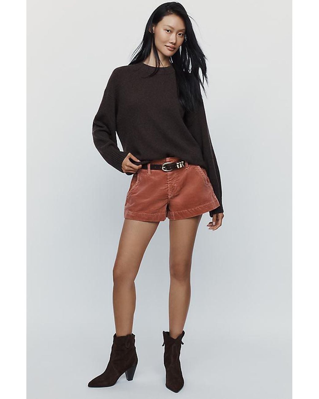 Pilcro Black Hanna High-Rise Corduroy Shorts