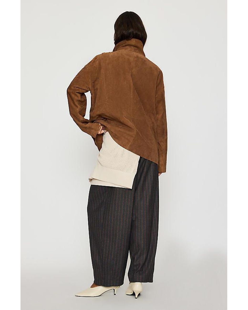 By Anthropologie Brown Suede Funnel-Neck Jacket