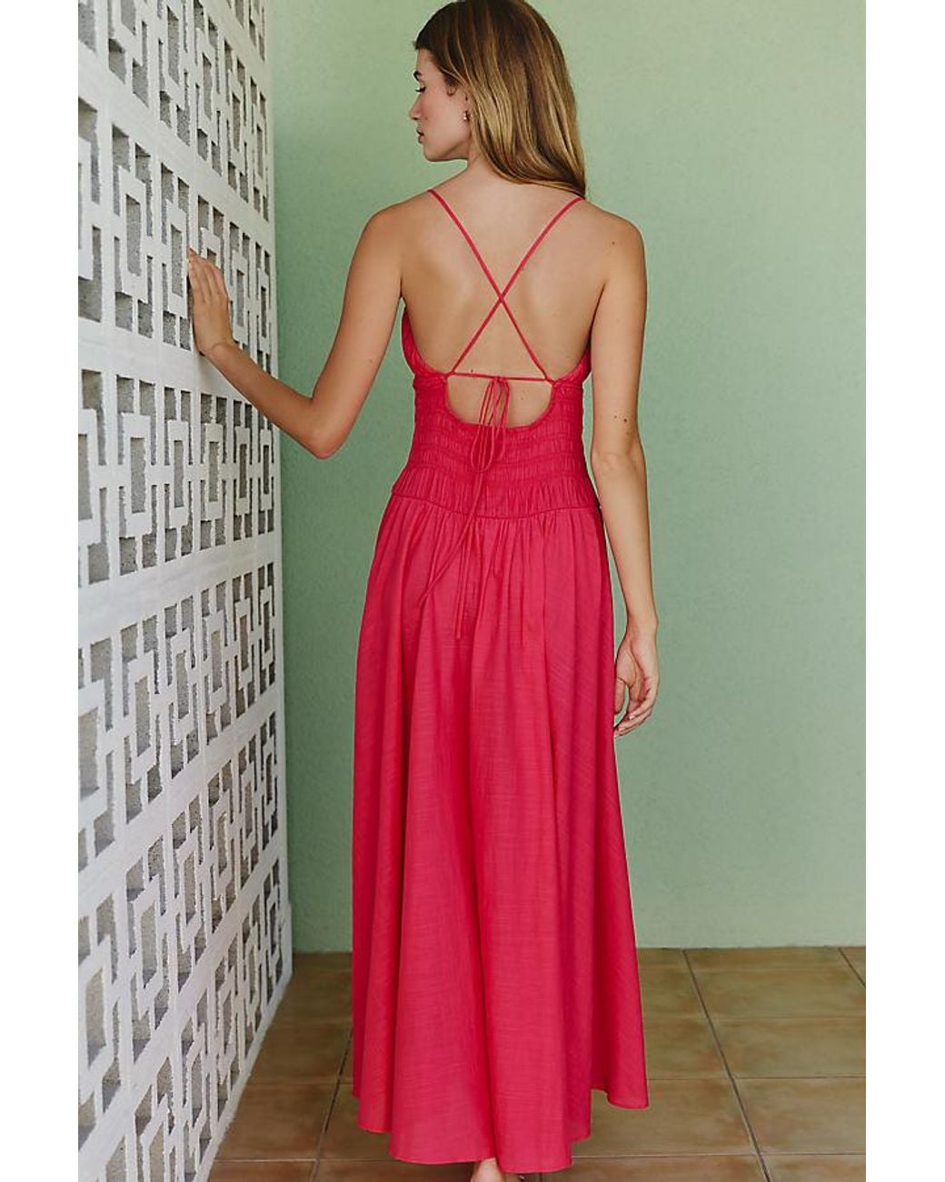 Celandine Red Mermaid Bay 100% Cotton Midi Dress