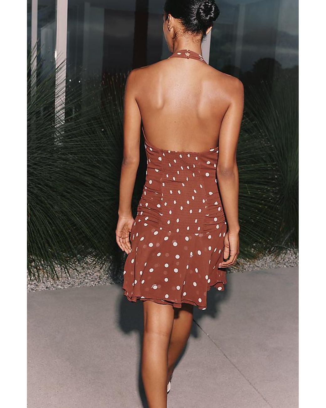 Maeve Brown Halter Mini Dress