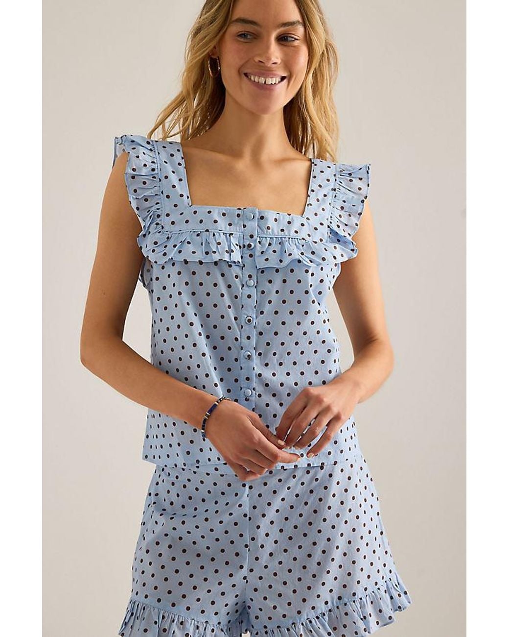 It's 9pm Blue Lucia Short Ruffle Pyjama Set