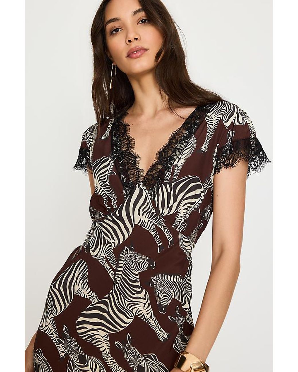 Never Fully Dressed Brown Olivia Zebra Maxi Dress