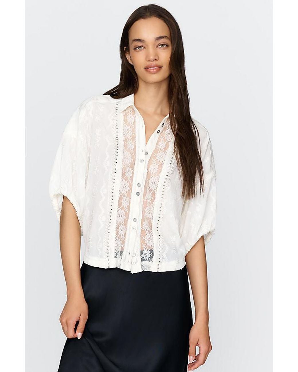 Pilcro White Quincy Lace Embroidered Blouse By