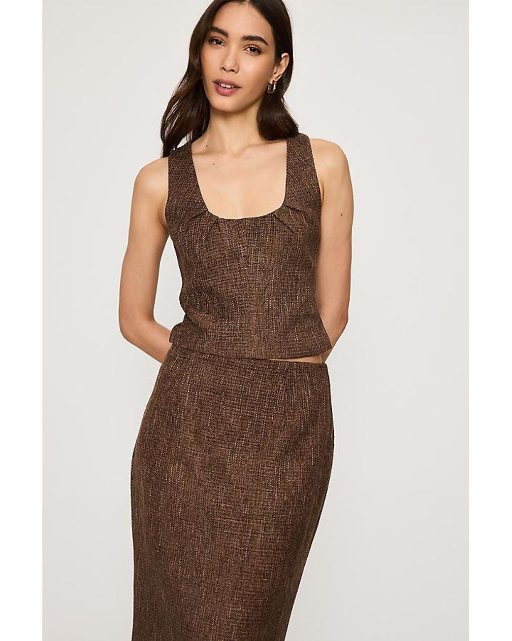 Odd Muse Brown Tweed Sleeveless Top
