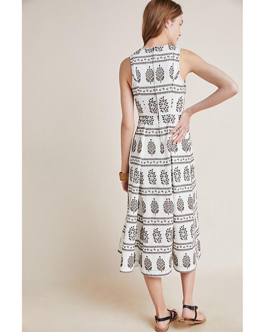 Anthropologie Woodblock Midi Dress in Natural Lyst UK