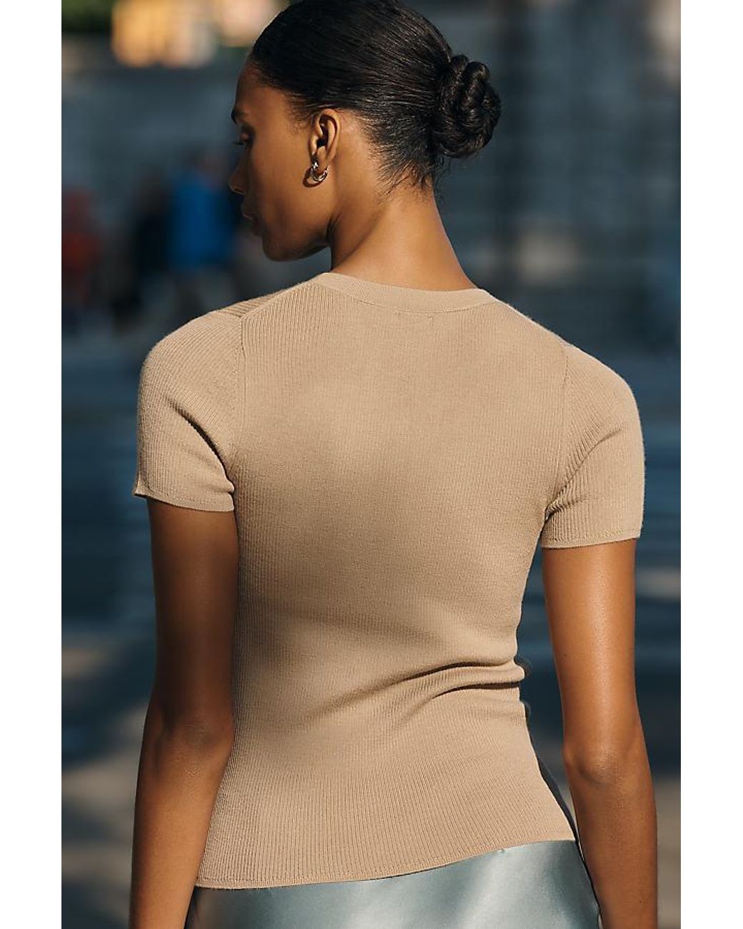Maeve Green Short-Sleeve Cashmere Jumper