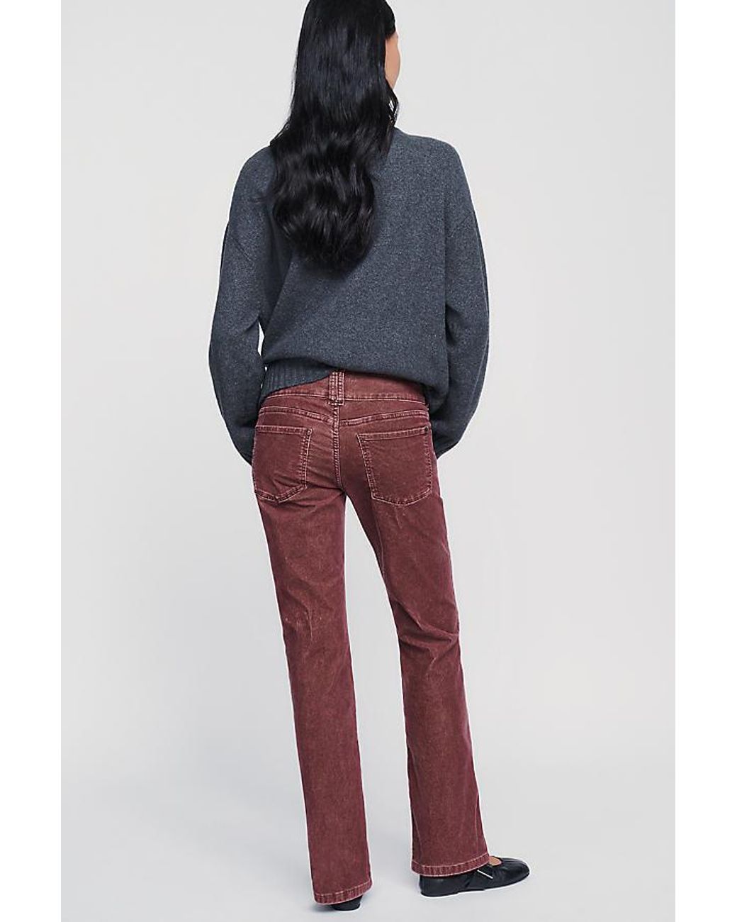 Pilcro Blue Billy Cord Low-Rise Bootcut Trousers